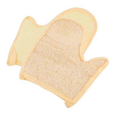 Dual sided natural loofah glove with thumb by Spongean