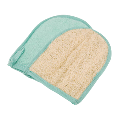 Dual sided natural loofah mitt green by Spongean
