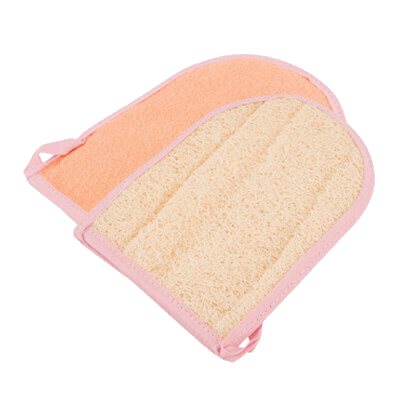 Dual sided natural loofah mitt orange by Spongean
