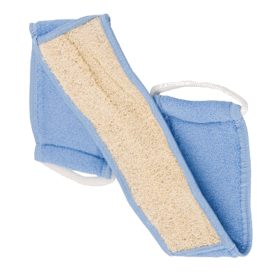 Dual sided luxury loofah back scrubber with straps by Spongean
