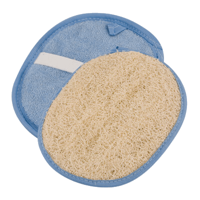 Dual sided natural loofah oval pad scrubber with straps by Spongean